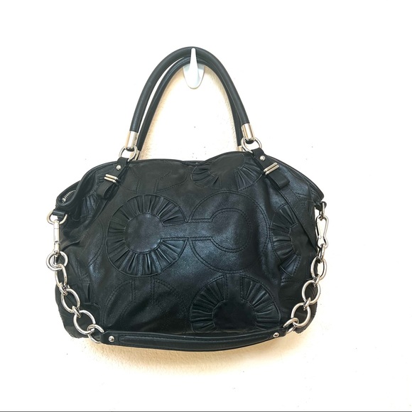 Coach Black MADISON Embellished SOPHIA Leather Tote Purse B#28 - Picture 2 of 15